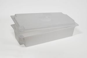 Polypropylene lid for transport and disposal tray white translucent, 590 x 295 x 30 mm, 1 pc.