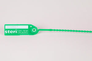 Security seal made of polypropylene, green, with removal aid / consecutively numbered 100 pcs.