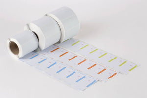 Etiquetas adhesivas en rollo para impresora, 70 x 35 mm, barra de color verde claro, con indicador STEAM, 10 000 unidades.