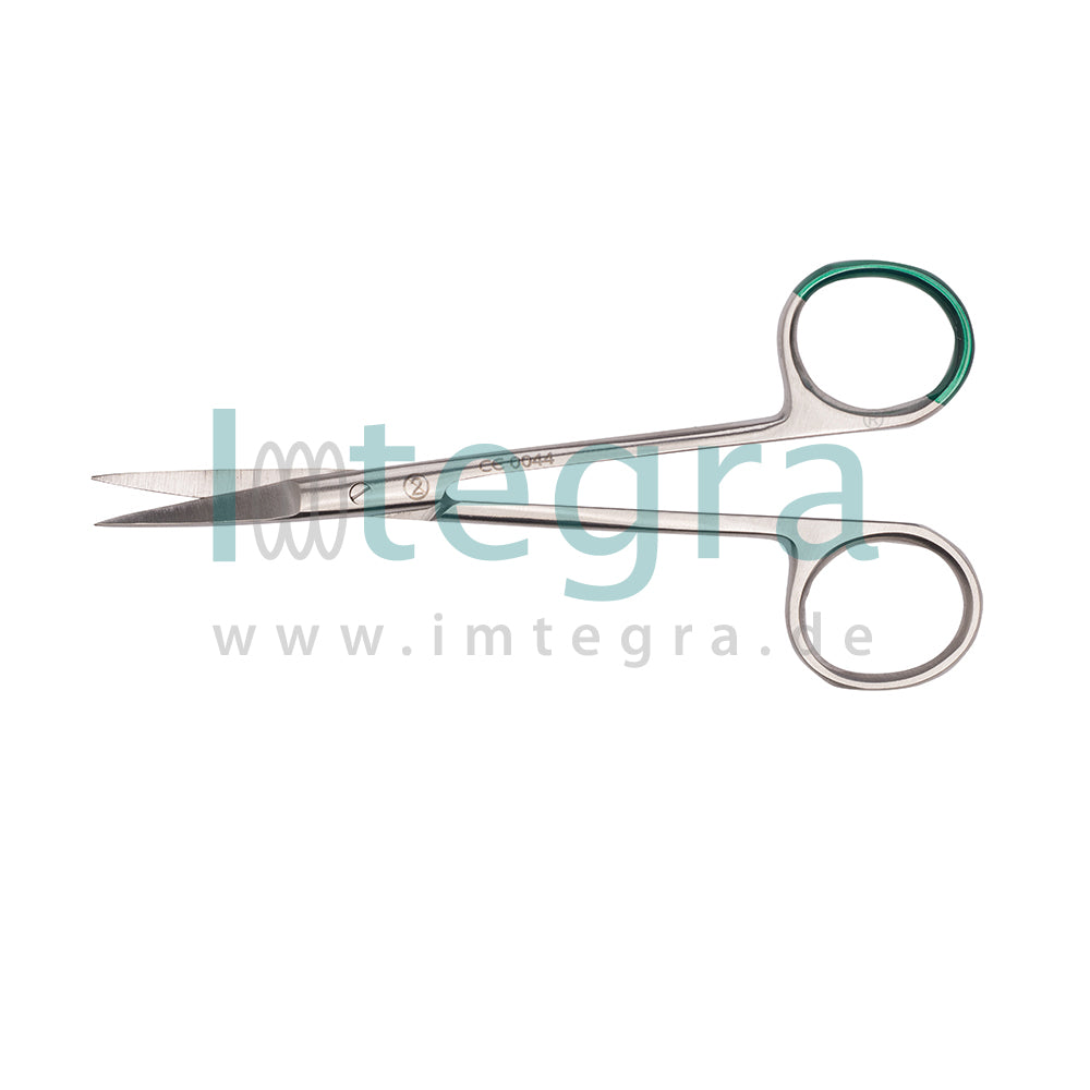 Sterile single-use scissors, "IRIS" fine, straight, pointed/sharp - 12 cm, 20 pcs.