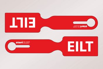Screen label printed red, "EILT", 236 x 50 mm 250 pcs.