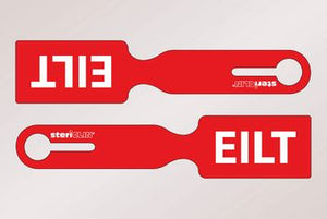 Screen label printed red, "EILT", 236 x 50 mm 250 pcs.