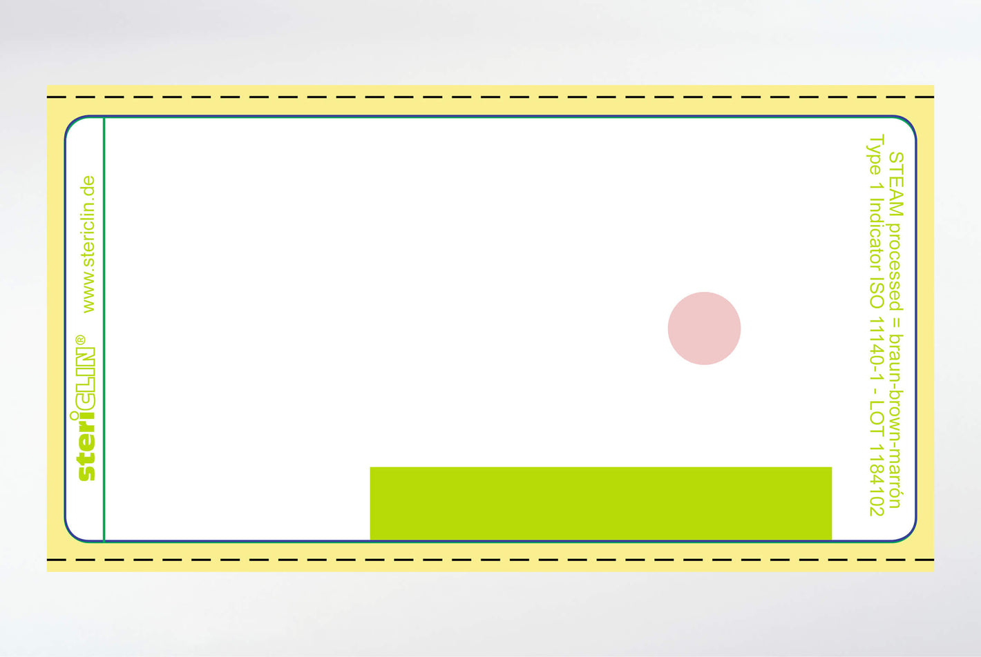 Adhesive labels on roll for printer, 70 x 35 mm, color bar light green, with STEAM indicator 10000 pcs.