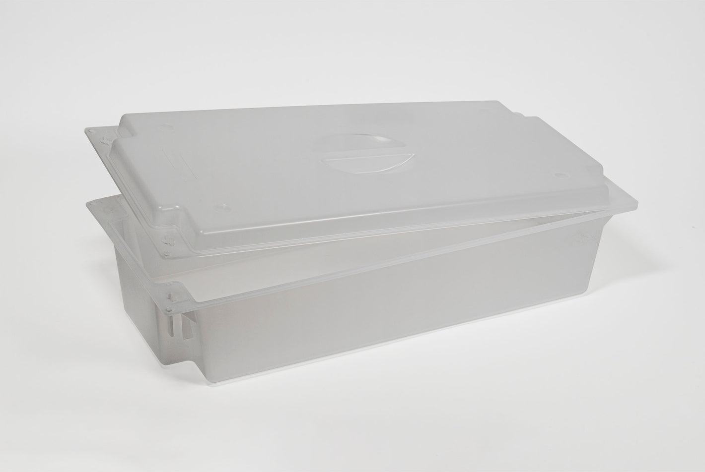 Polypropylene transport and disposal tray white translucent, 590 x 295 x 150 mm, 1 pc.