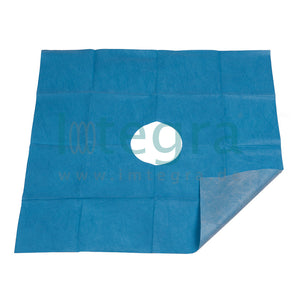 Sterile perforated tissue Ø8.5 cm with adhesive, central, 50x50 cm, 50 pcs.