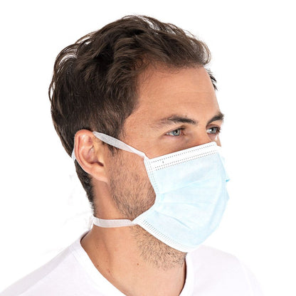Face mask type II, 3-ply, PP, ties, blue, 50 pcs.