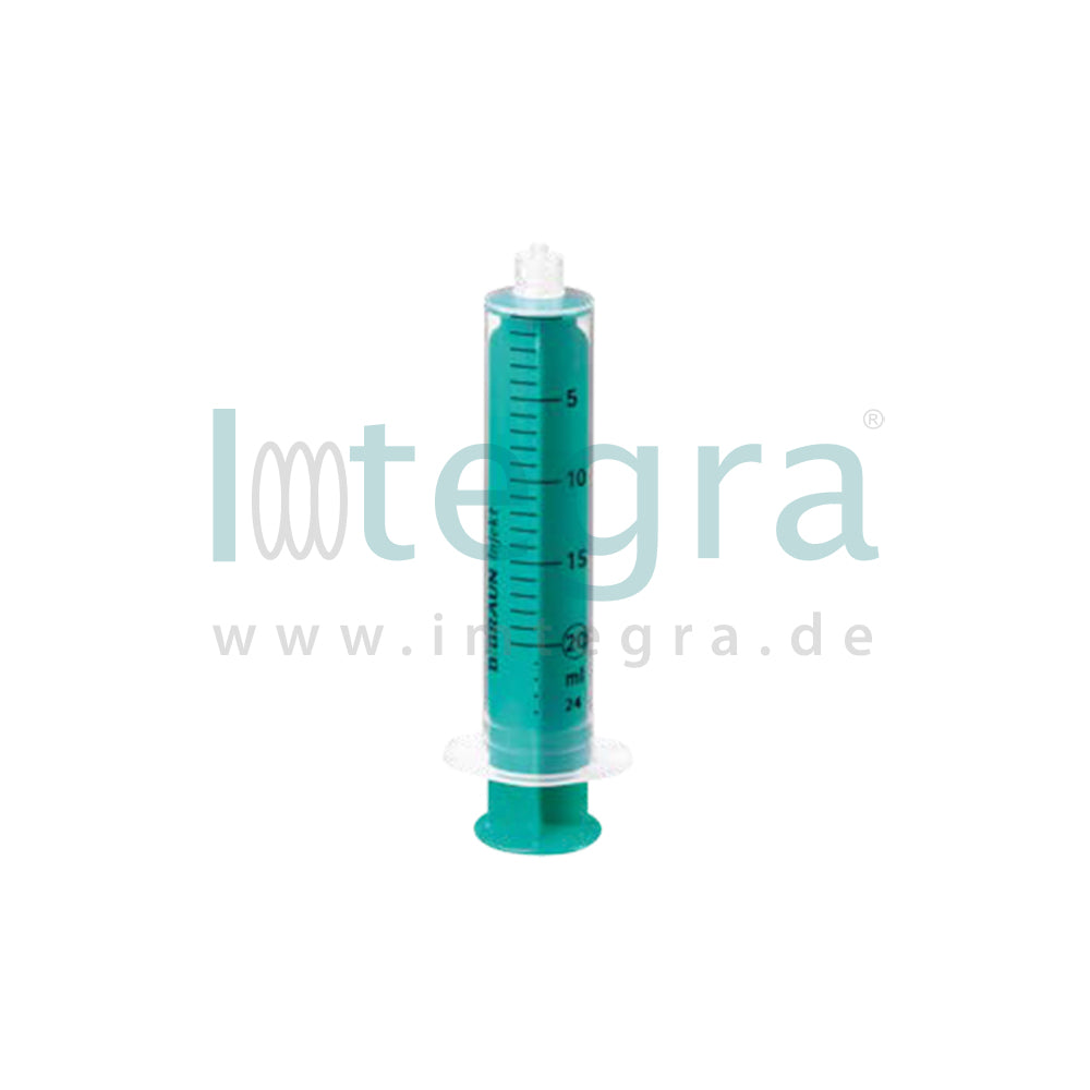 Injekt® Luer Lock Solo wegwerpspuit - tweedelig, 20 ml, centrische conus, 100 stuks.