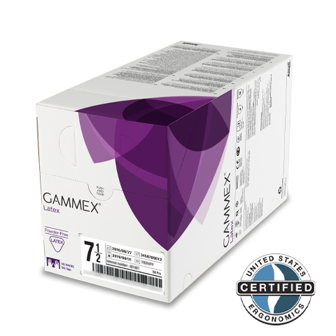 GAMMEX® LATEX maat 8, steriele witte, poedervrije OK-handschoen van latex, 50 stuks.