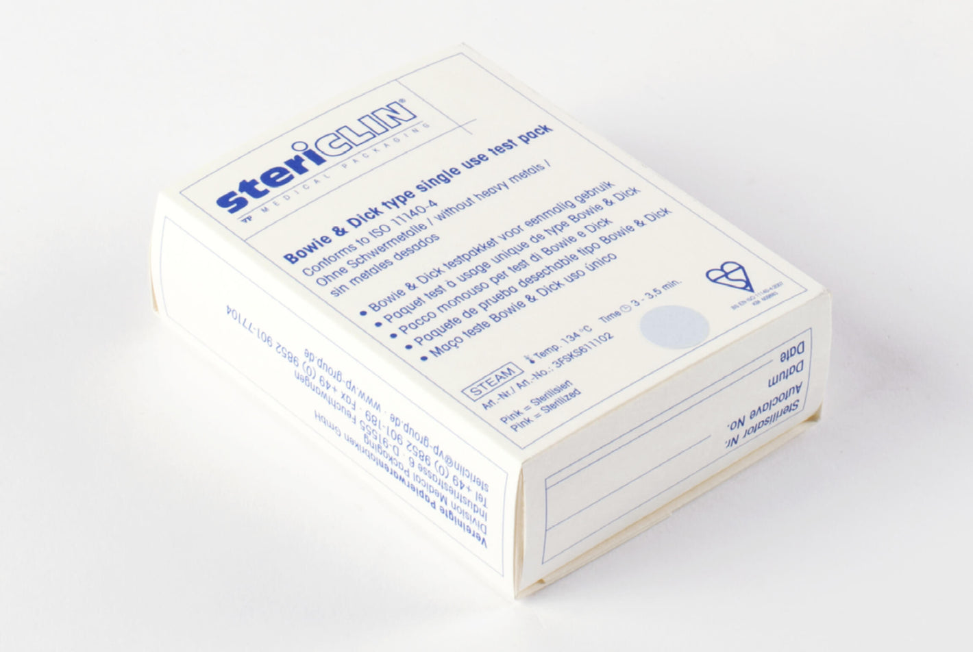 Bowie-Dick wegwerptestpakket 40 stuks.