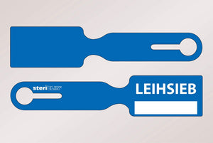 Zeeflabel bedrukt blauw, "LEIHSIEB" + beschriftingsveld, 236 x 50 mm 250 stuks.