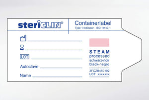 Containerlabel 75 x 35 mm, met STEAM-indicator,  1000 stuks.