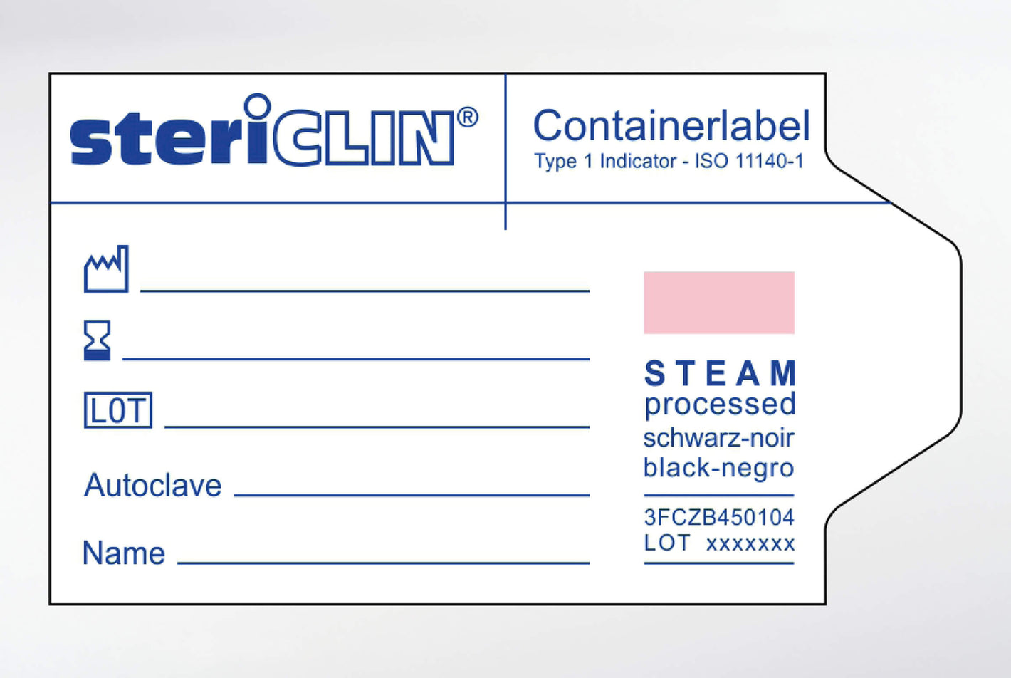 Containerlabel 67 x 39 mm, met STEAM-indicator,  1000 stuks.