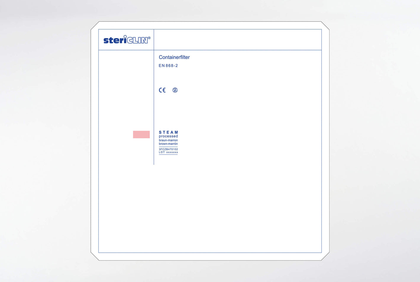 Containerfilter van papier, 230 x 230 mm, met STEAM-indicator, 1000 stuks.