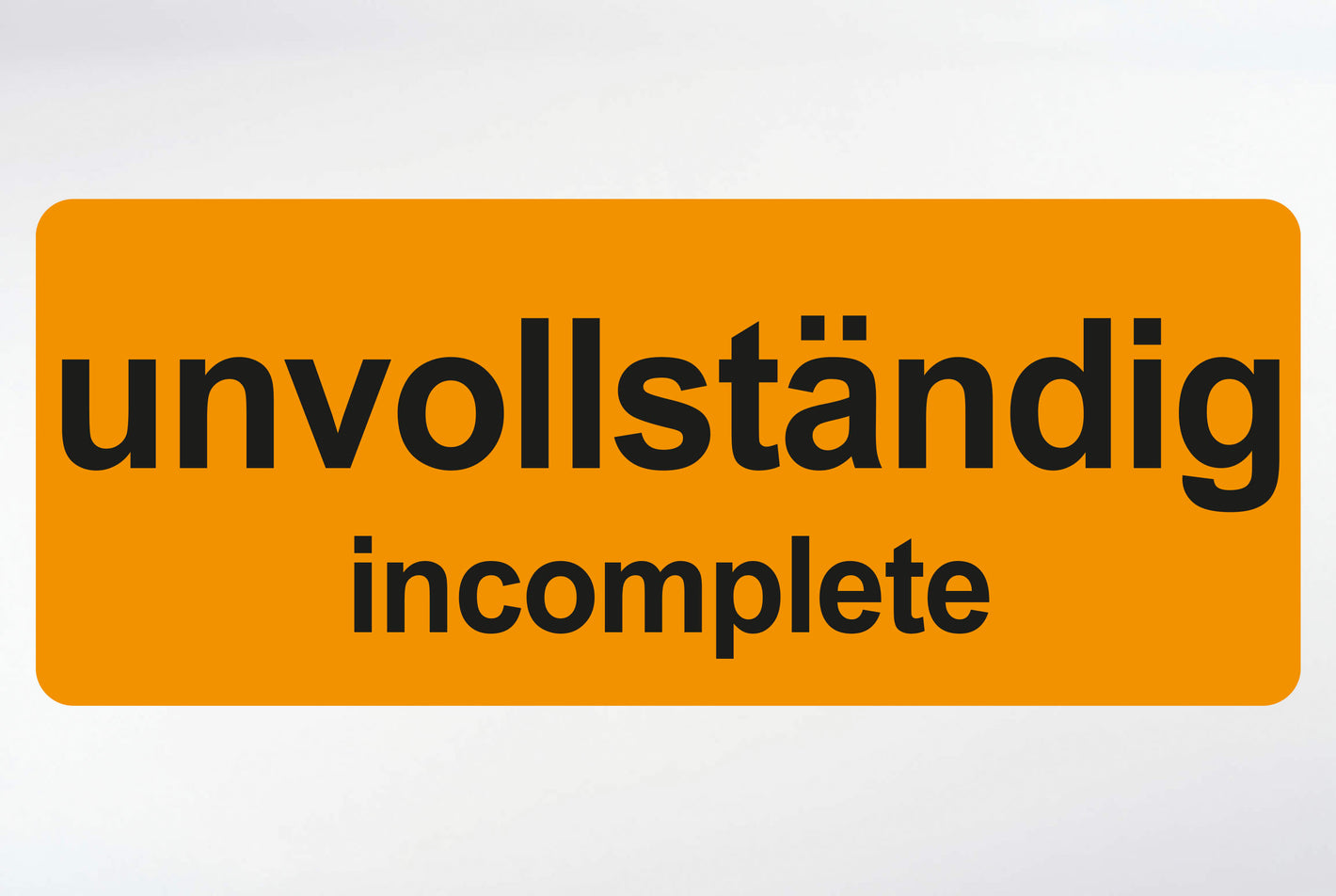 VP Etiket onvolledig oranje 100x40 DE 1000 stuks.