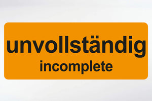 VP Etiket onvolledig oranje 100x40 DE 1000 stuks.