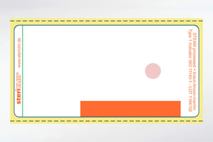 Zelfklevende etiketten op rol voor printer, 70 x 35 mm, oranje kleurstrook, met STEAM-indicator, 10.000 stuks.