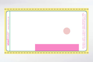 Zelfklevende etiketten op rol voor printer, 70 x 35 mm, kleurstrook roze, met STEAM-indicator, 10.000 stuks.