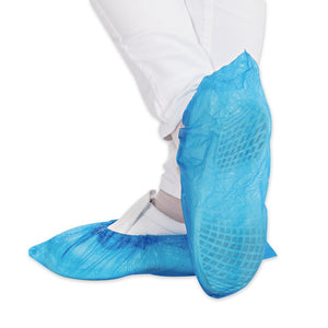 Standaard schoenovertrekken, CPE, blauw, 40 my, 41 cm, 100 stuks.