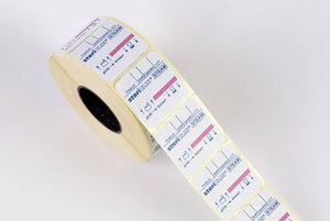 Zelfklevend etiket met VH2O2-indicator, 29 x 28 mm,  2500 stuks.